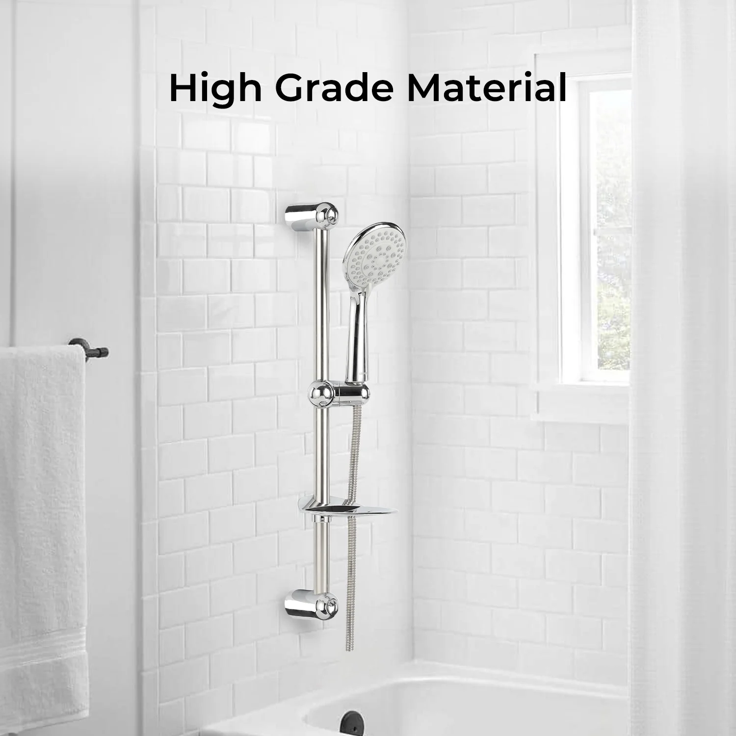 Stainless Steel Sliding Rail Shower Set With High Pressure Shower Head - Image 3