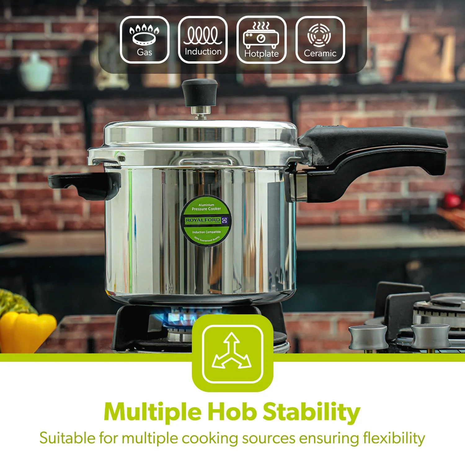 5L Lightweight Aluminium Stovetop Pressure Cooker - Image 4