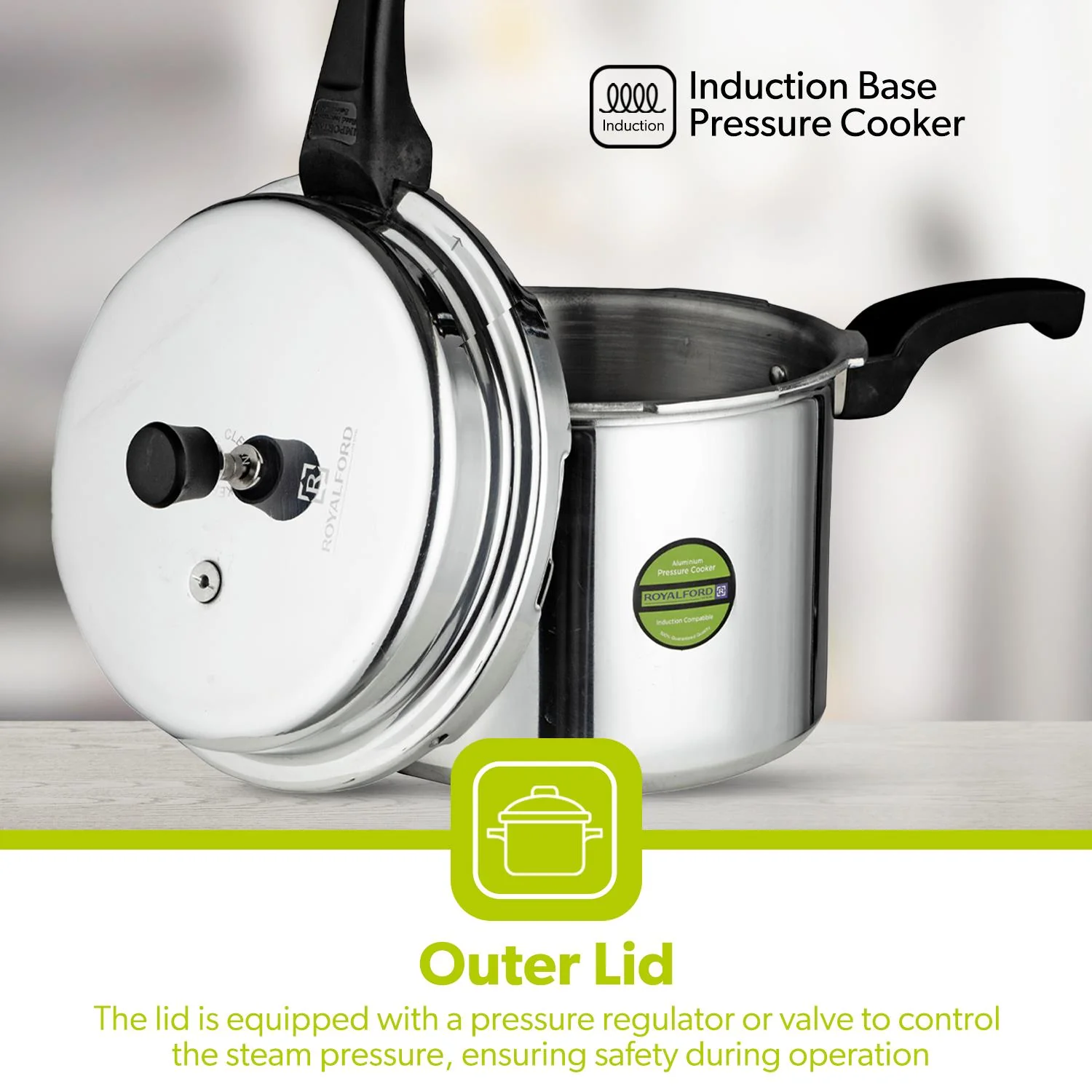 5L Lightweight Aluminium Stovetop Pressure Cooker - Image 7