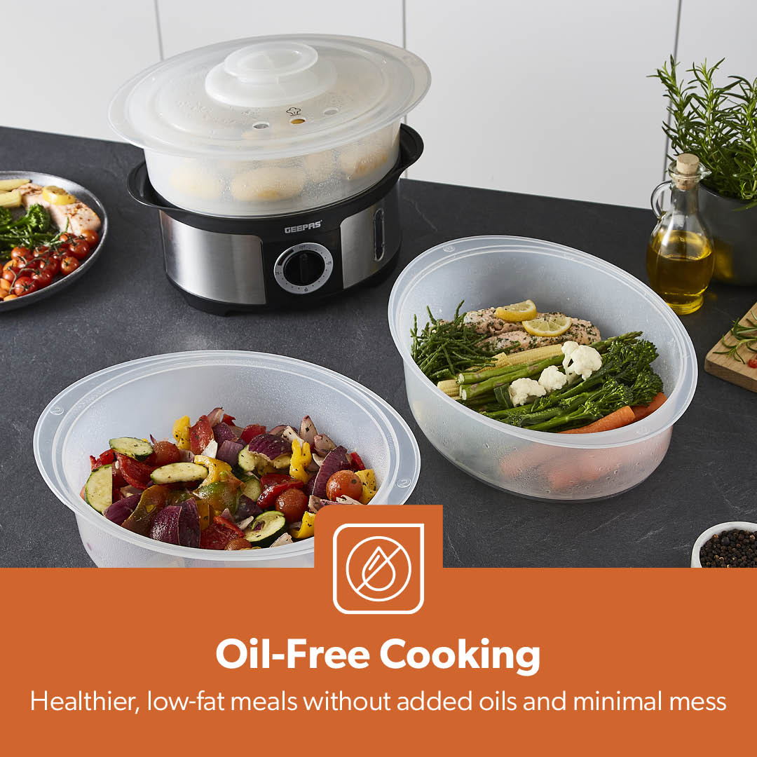 3-Tier Electric Stainless Steel Food Steamer and Cooker 12L - Image 6