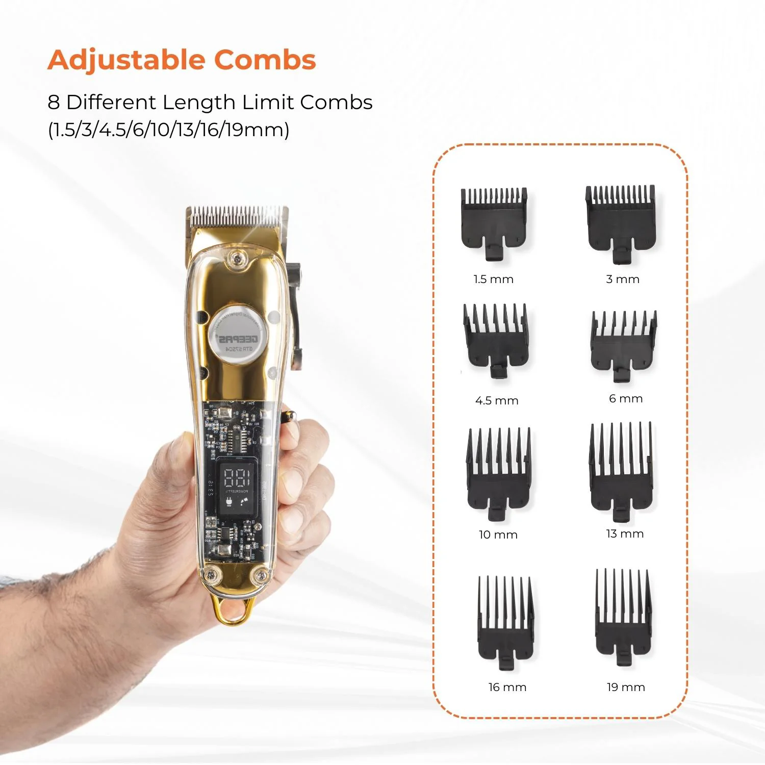 Gold Rechargeable Professional Hair Clipper and Shaver - Image 6