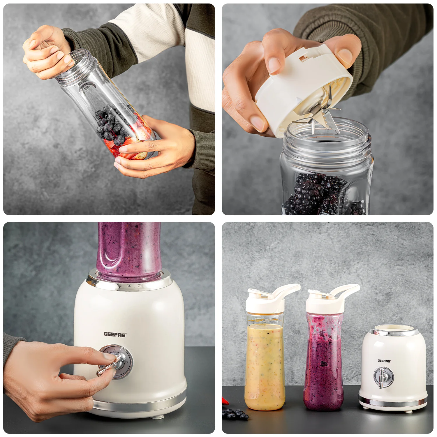 White Two-Speed Retro Style Blender & Smoothie Maker - Image 3