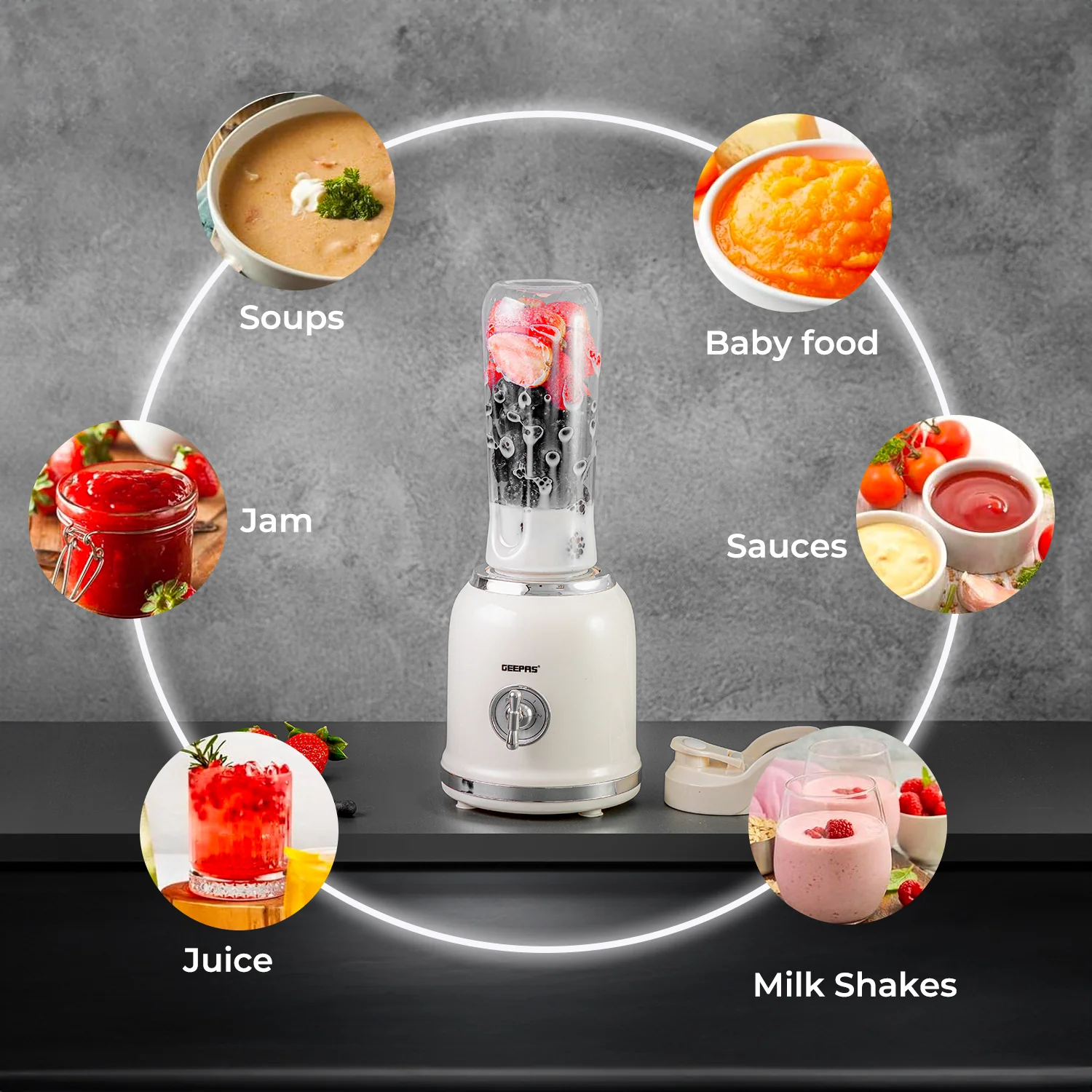 White Two-Speed Retro Style Blender & Smoothie Maker - Image 4