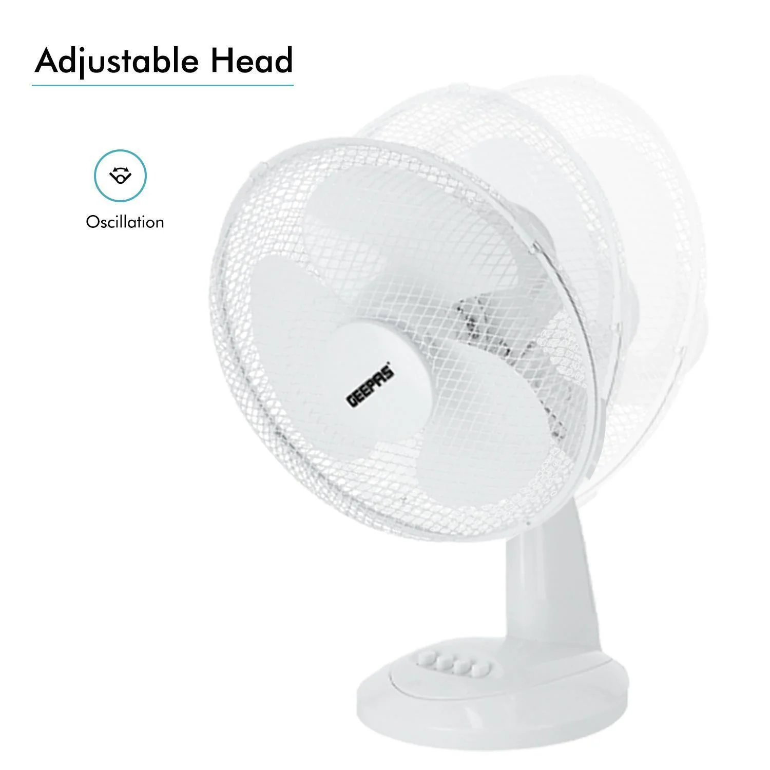 Two White 12" Oscillating Electric Table Fans - Image 5