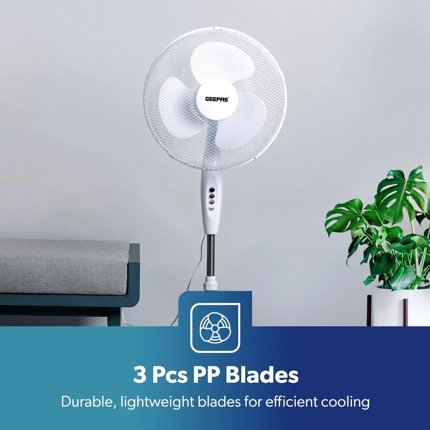 Set Of 2 Deluxe 16-Inch White Oscillating Pedestal Fans - Image 6