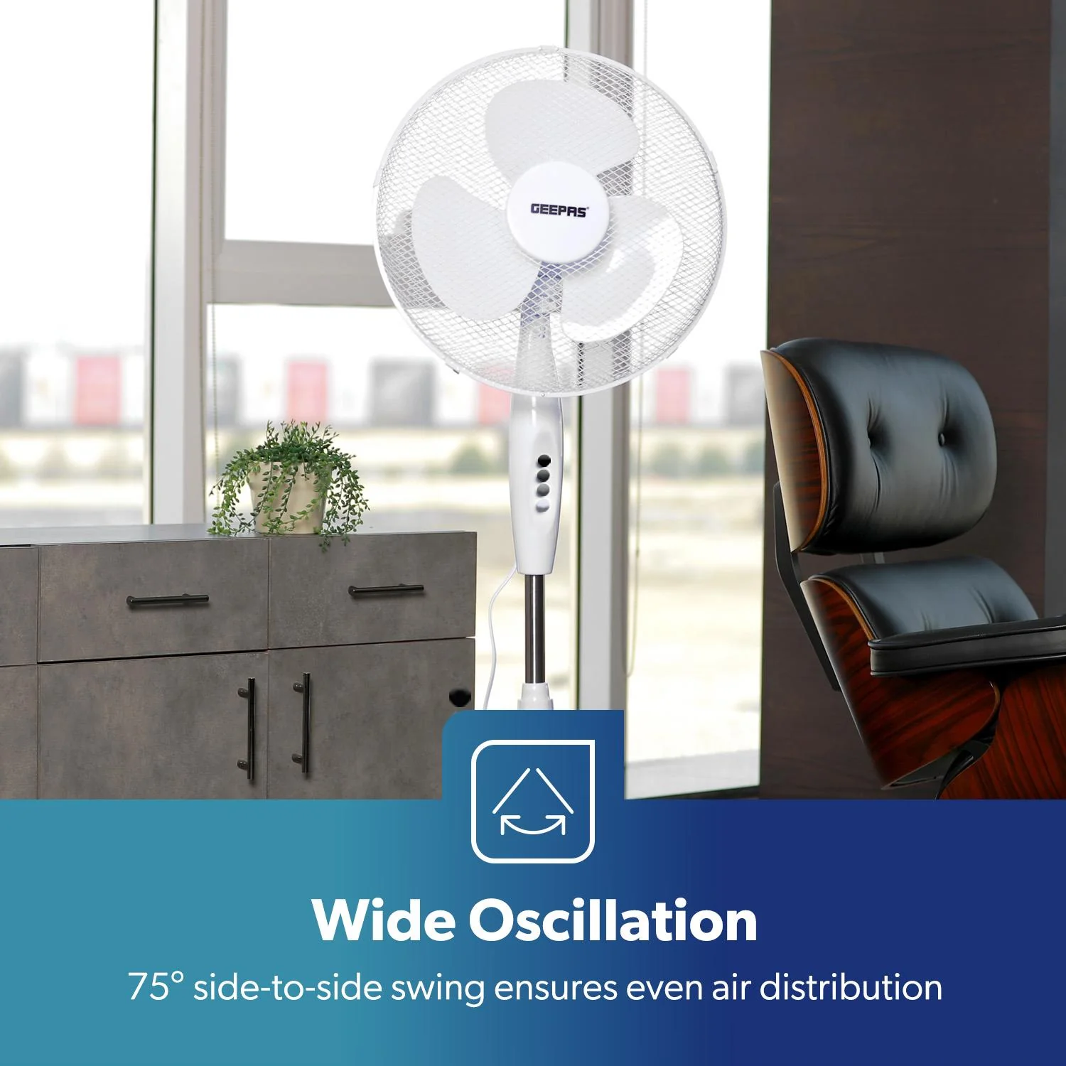 Set Of 2 Deluxe 16-Inch White Oscillating Pedestal Fans - Image 8