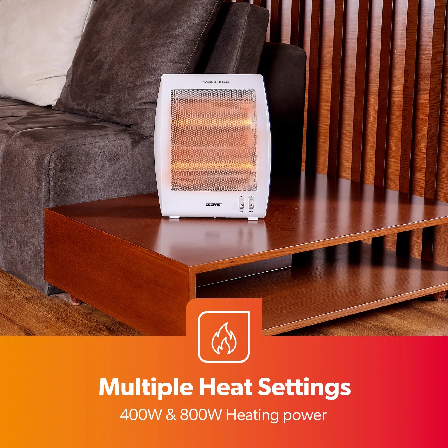 Portable Upright Electric Quartz Halogen Heater 800W - Image 6