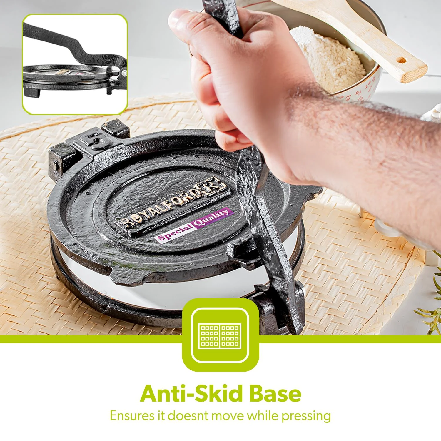 Cast Iron Chapati maker and Roti Press (18.5cm & 20cm) - Image 4
