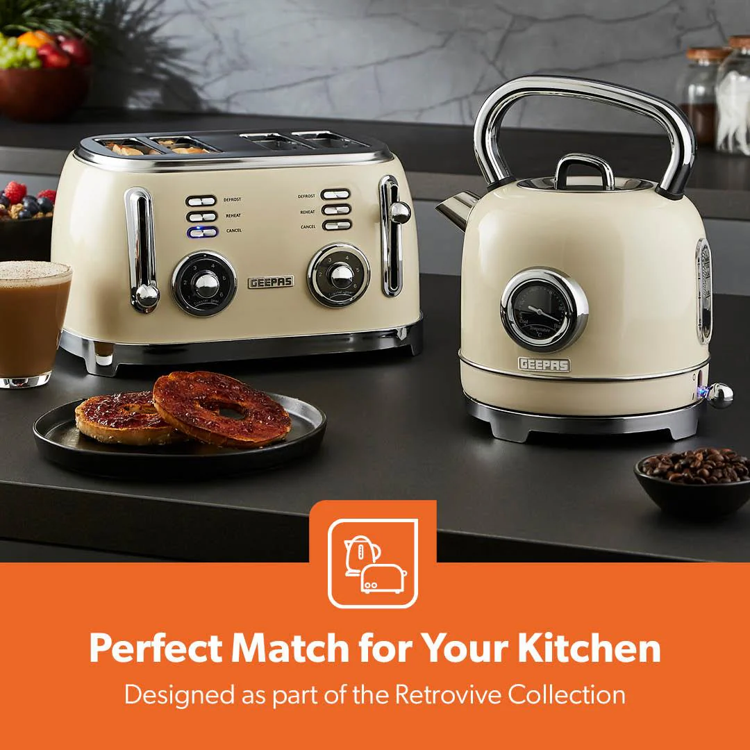 Vintage Cream Retrovive Four-Slice Bread Toaster - Image 3