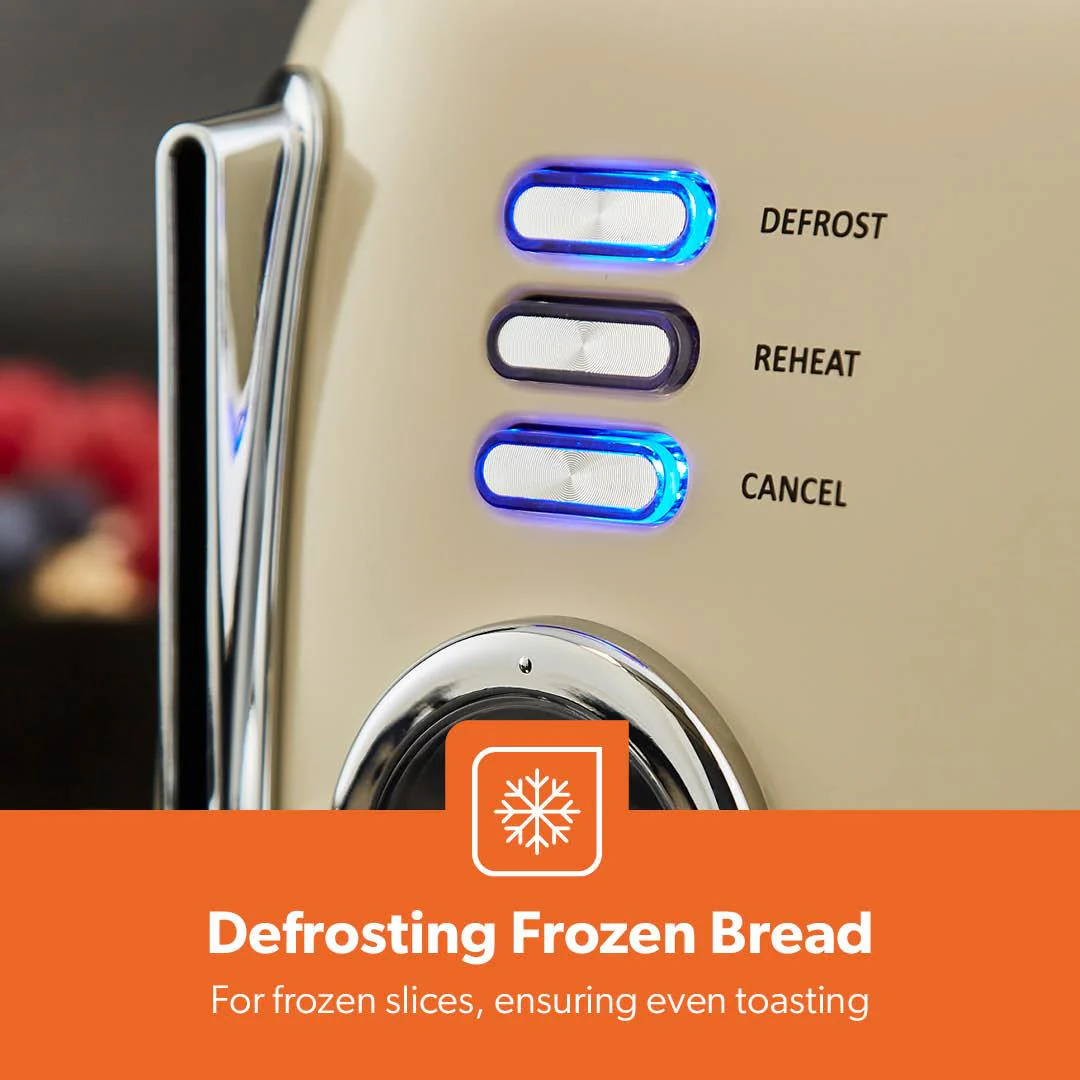 Vintage Cream Retrovive Four-Slice Bread Toaster - Image 6