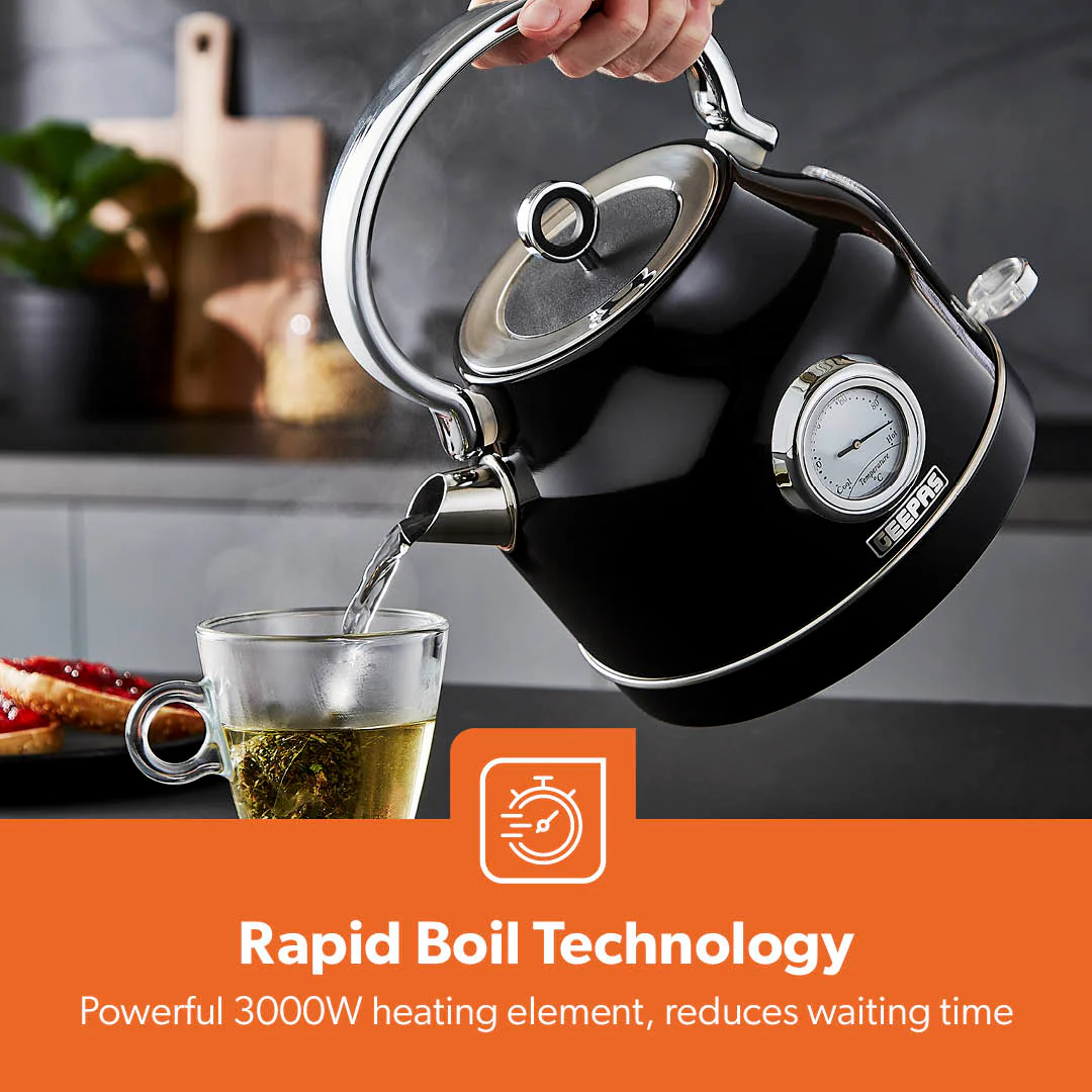 Stainless Steel Vintage Style Rapid-Boil Kettle 1.7L - Image 5