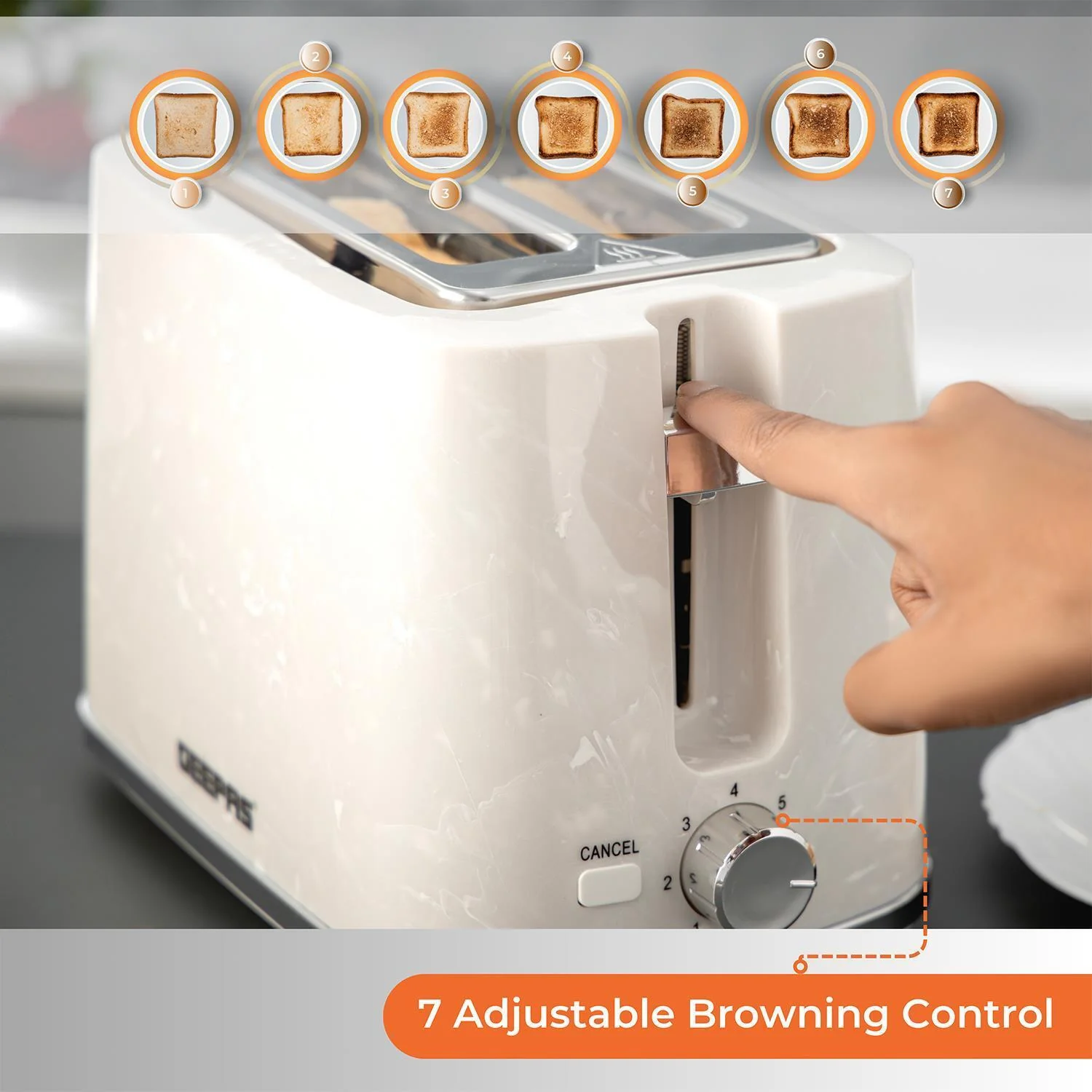 White 1.7L Cordless Electric Kettle & 900W 2-Slice Bread Toaster Set - Image 5