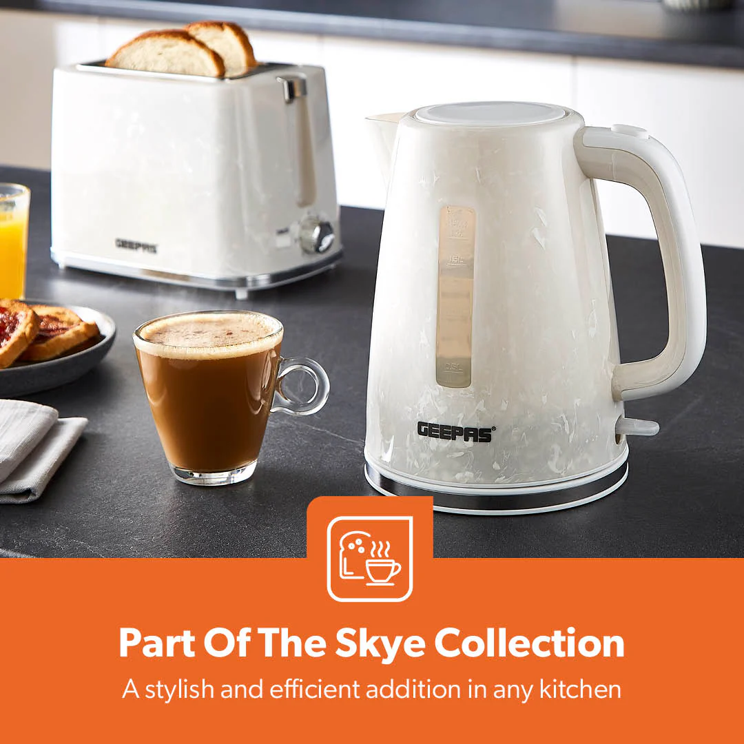White 1.7L Premium Rapid Boil Cordless Electric Kettle 2200W - Image 3