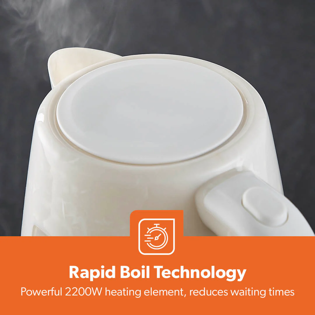 White 1.7L Premium Rapid Boil Cordless Electric Kettle 2200W - Image 9