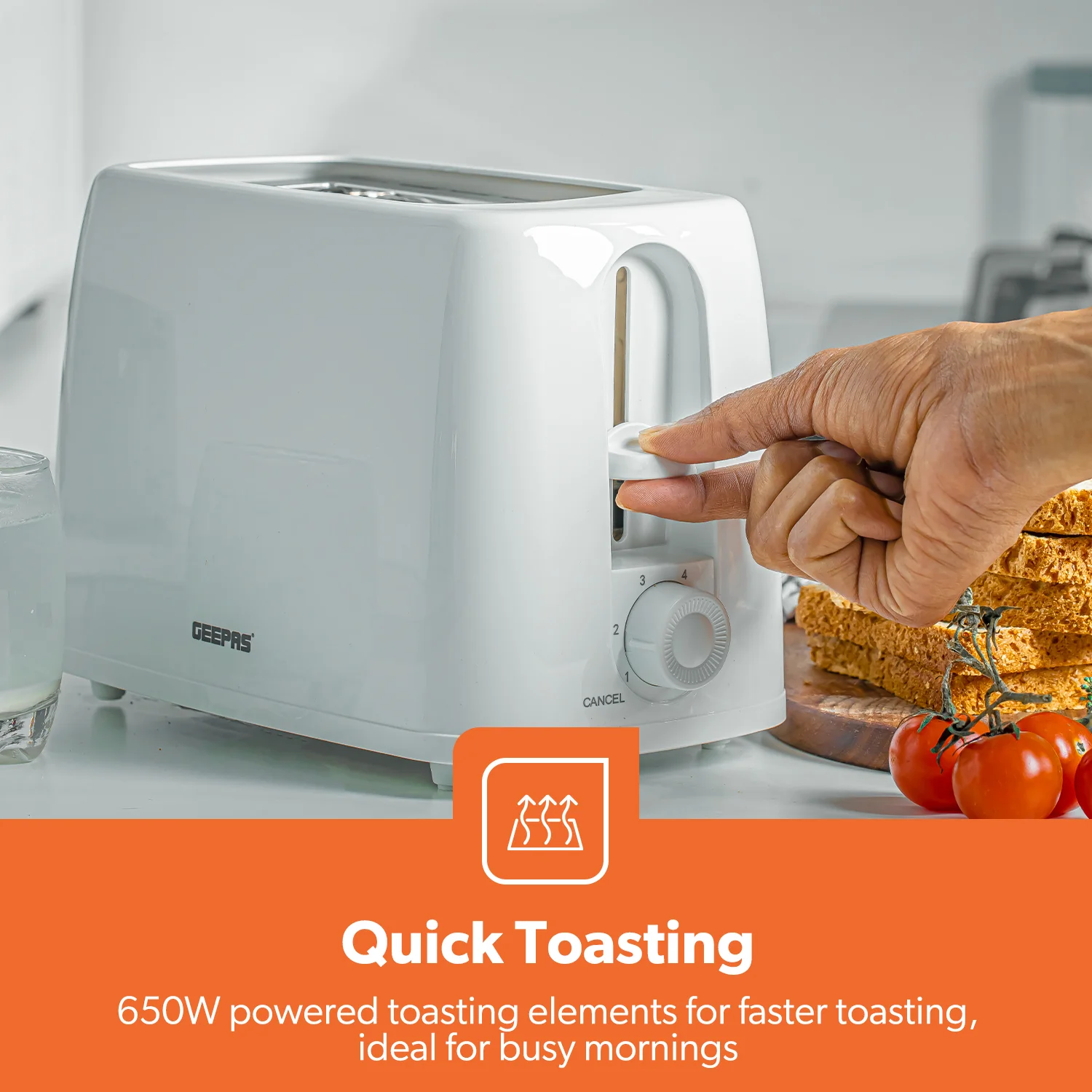 White 2-Slice Bread Toaster With 6 Level Browning - Image 4