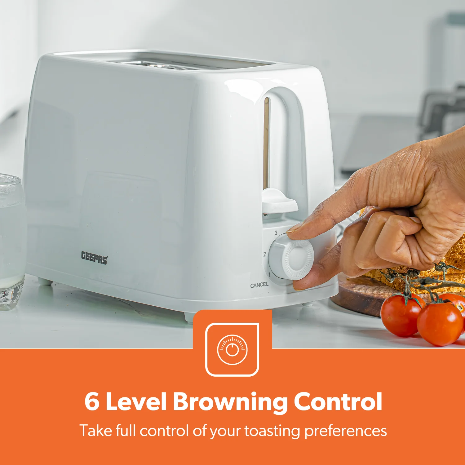 White 2-Slice Bread Toaster With 6 Level Browning - Image 6