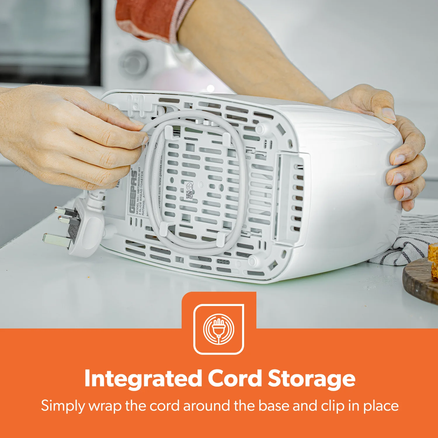 White 2-Slice Bread Toaster With 6 Level Browning - Image 7