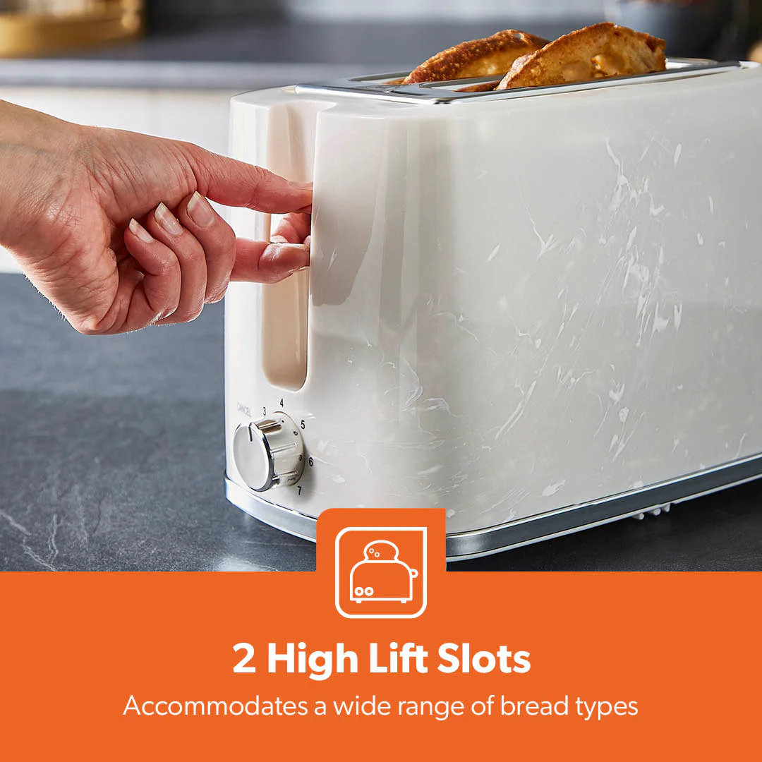 White 2-Slice Bread Toaster With 7-Level Browning Control - Image 5