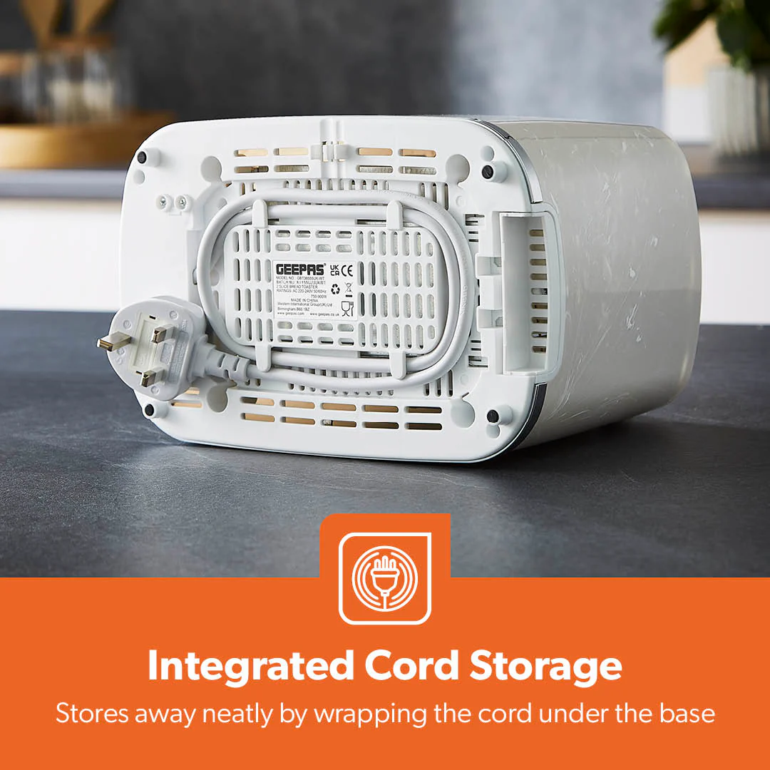 White 2-Slice Bread Toaster With 7-Level Browning Control - Image 6