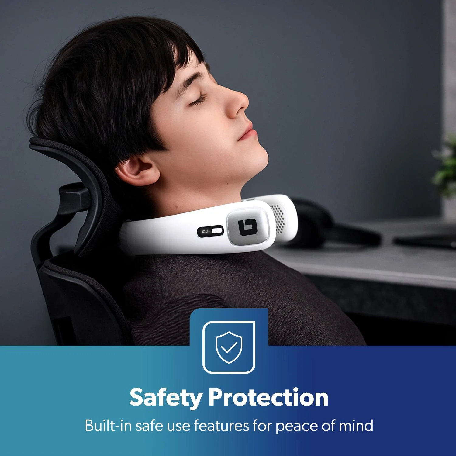 White 2000mAh 3-Speed Quiet Neck Fan 6hr Run Time - Image 5