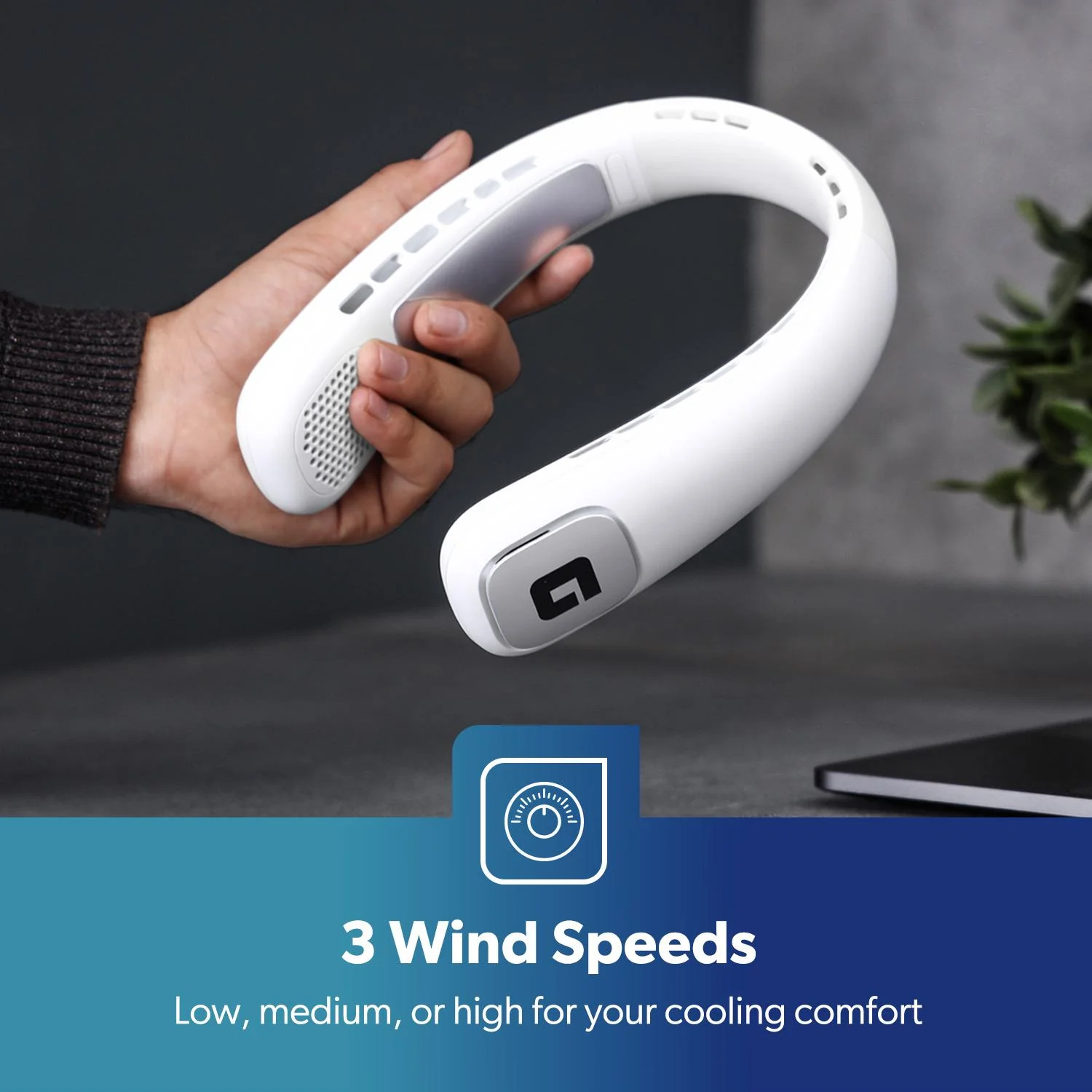 White 2000mAh 3-Speed Quiet Neck Fan 6hr Run Time - Image 6