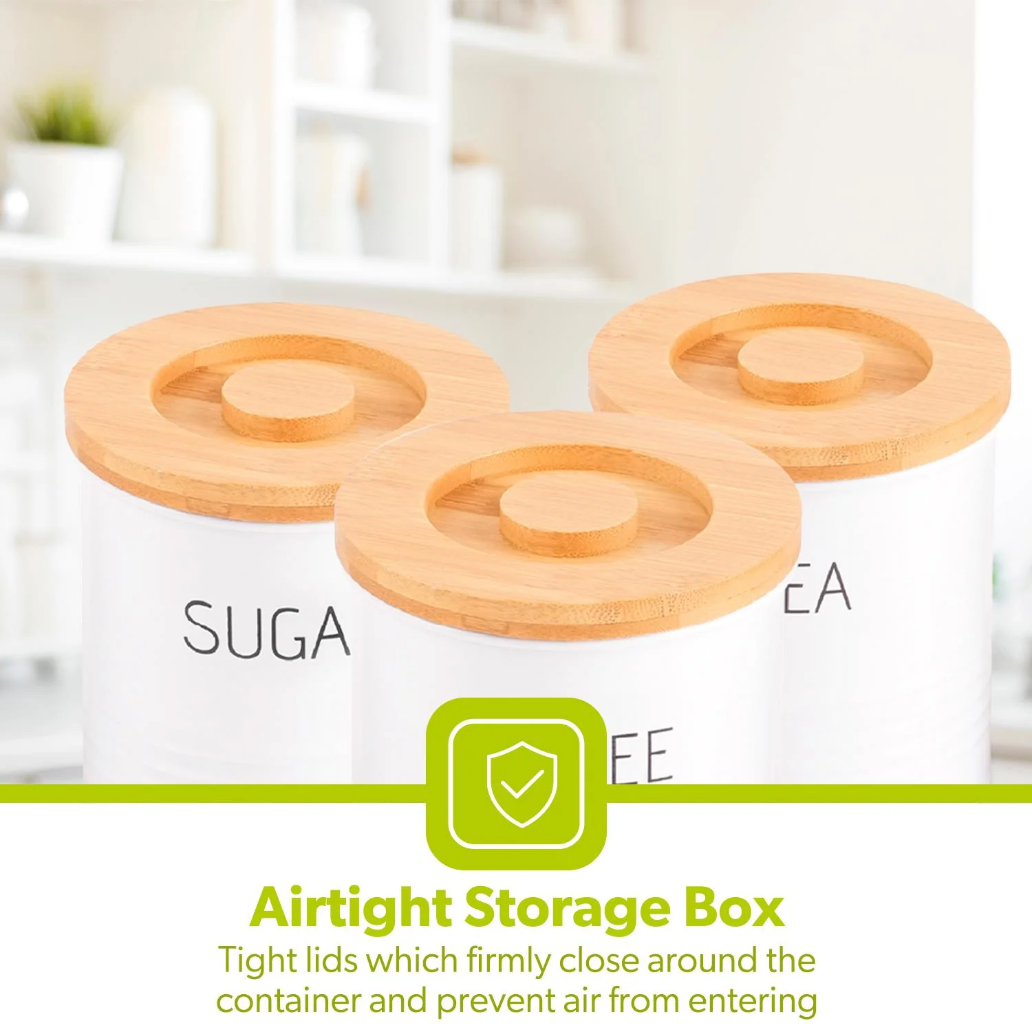 White 3-Piece Tea, Coffee Sugar Storage Container Jars - Image 4