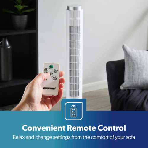 White 46-Inch Remote Controlled Ultra Powerful Tower Fan - Image 3