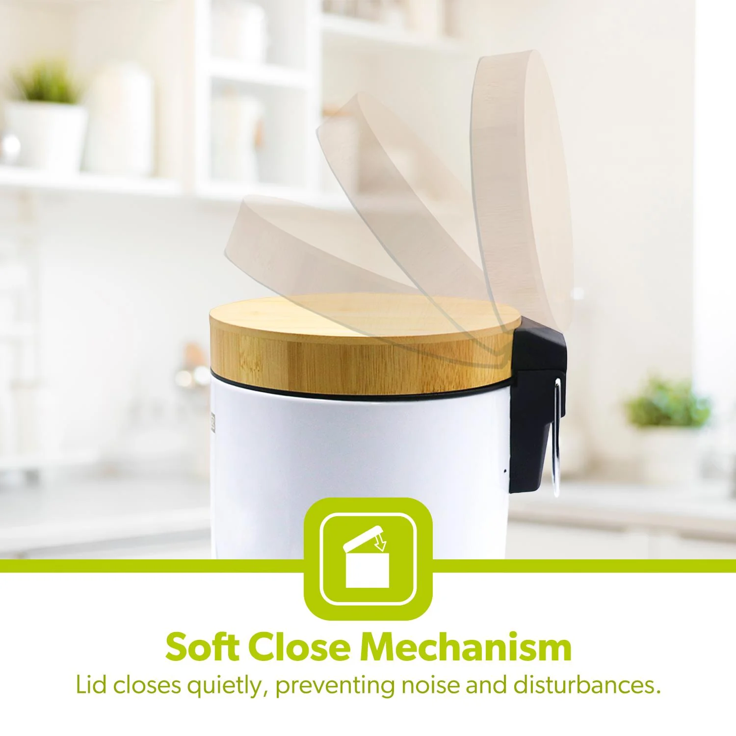 White 5L Pedal Home, Kitchen and Bathroom Bin - Image 4