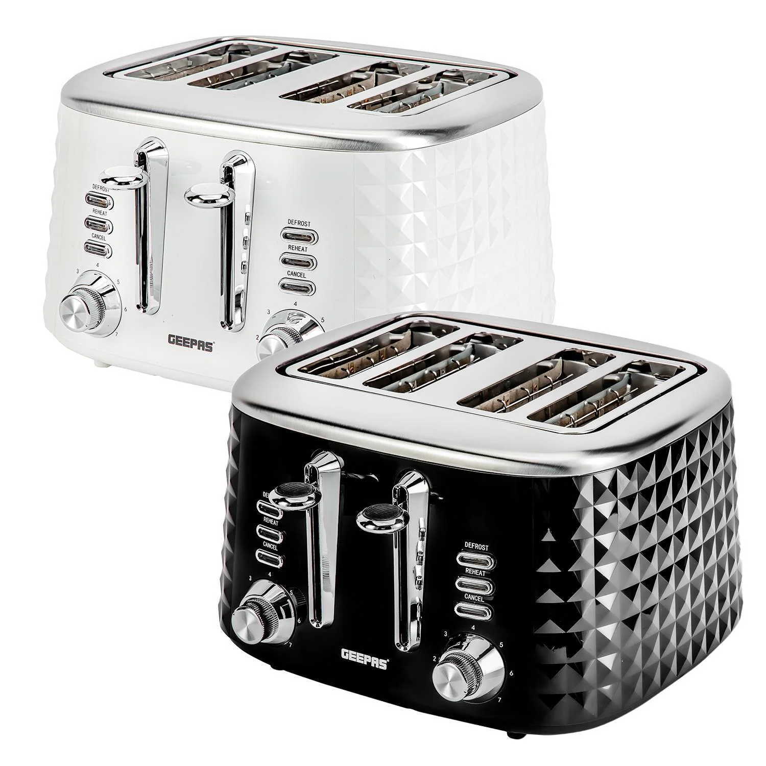 White and Black Versatile 4-Slice Toaster 1750W