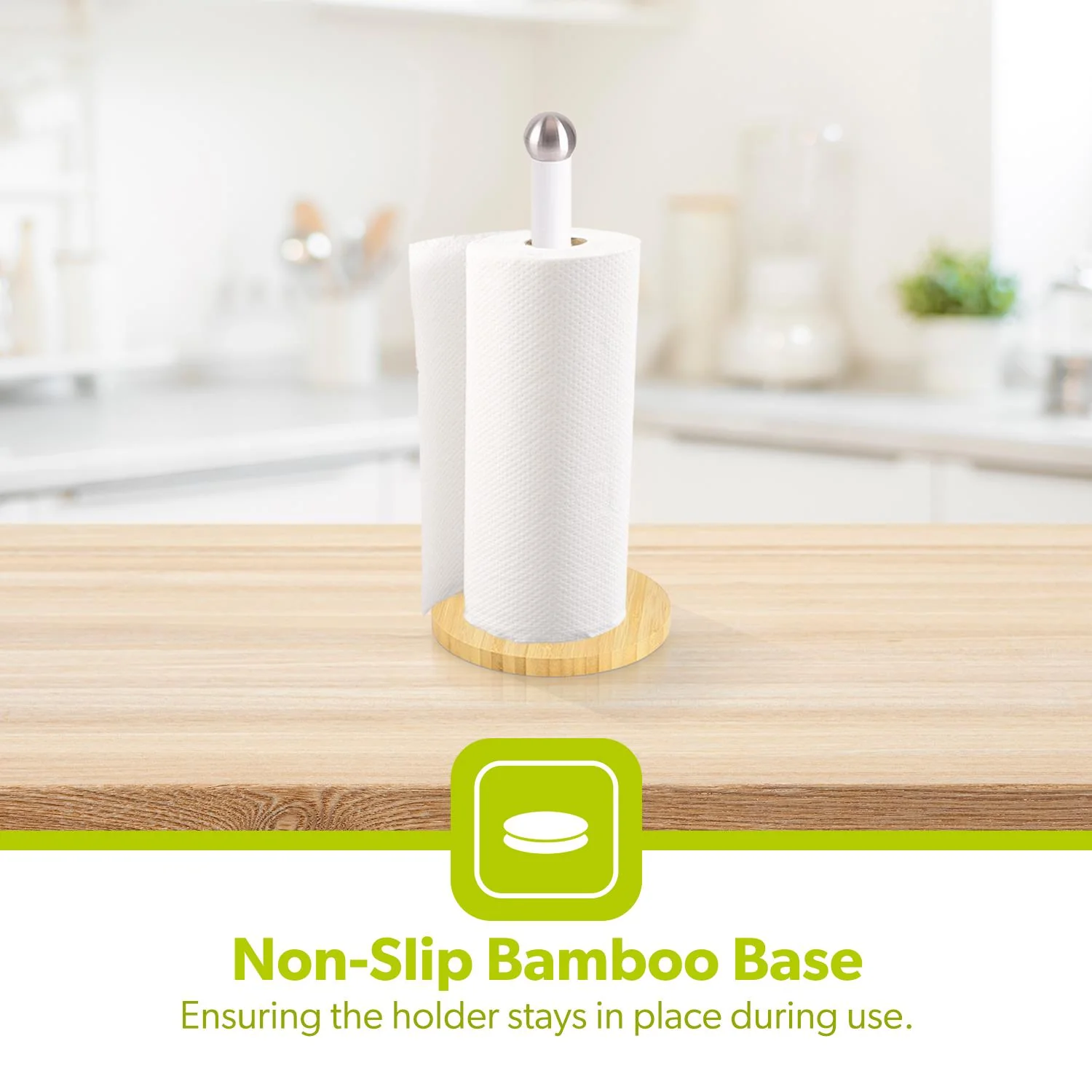 White and Wooden Kitchen Paper Towel Holder - Image 3