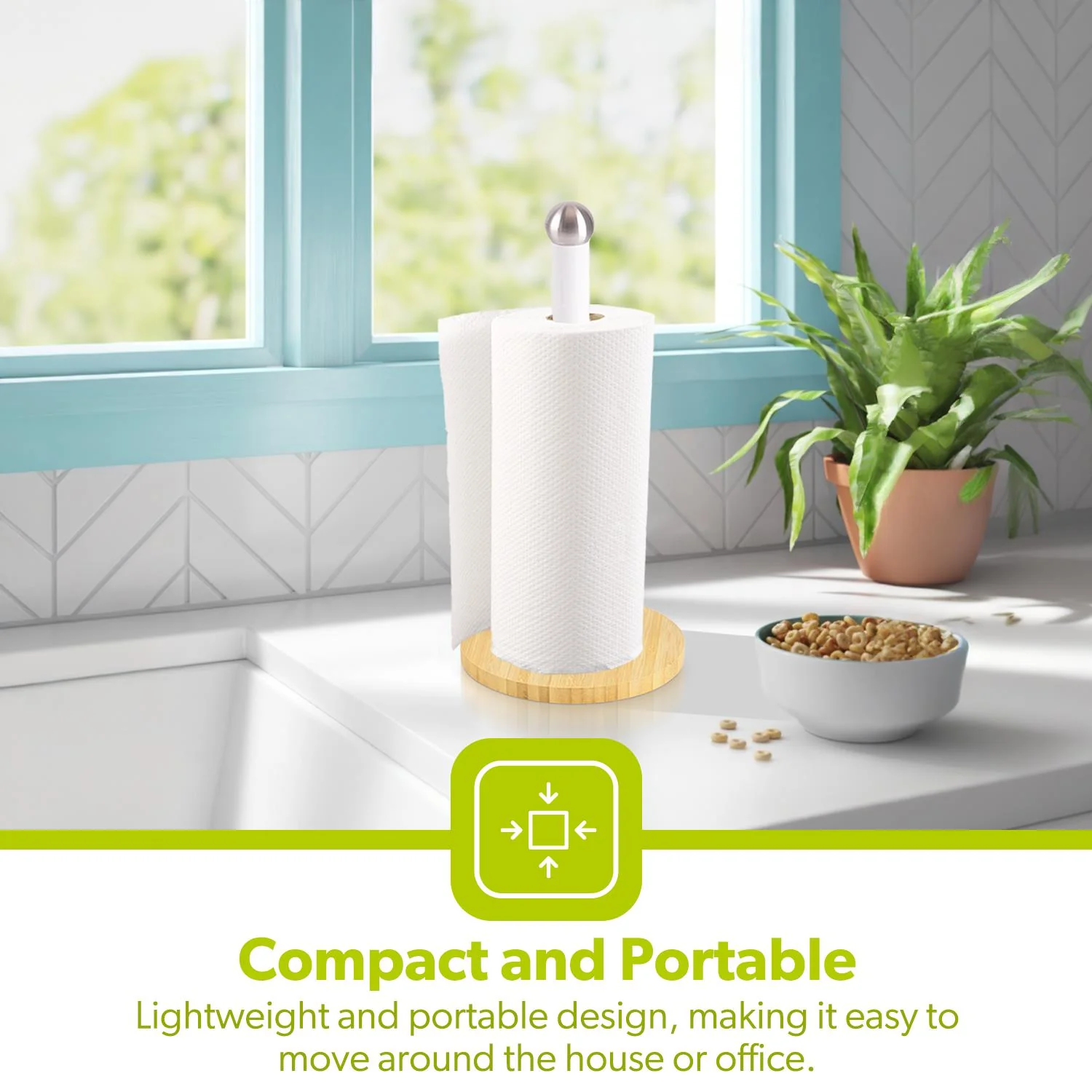 White and Wooden Kitchen Paper Towel Holder - Image 4