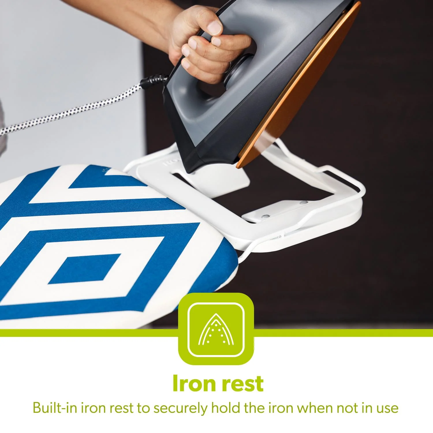 White & Blue 100% Cotton Adjustable Ironing Board - Image 4