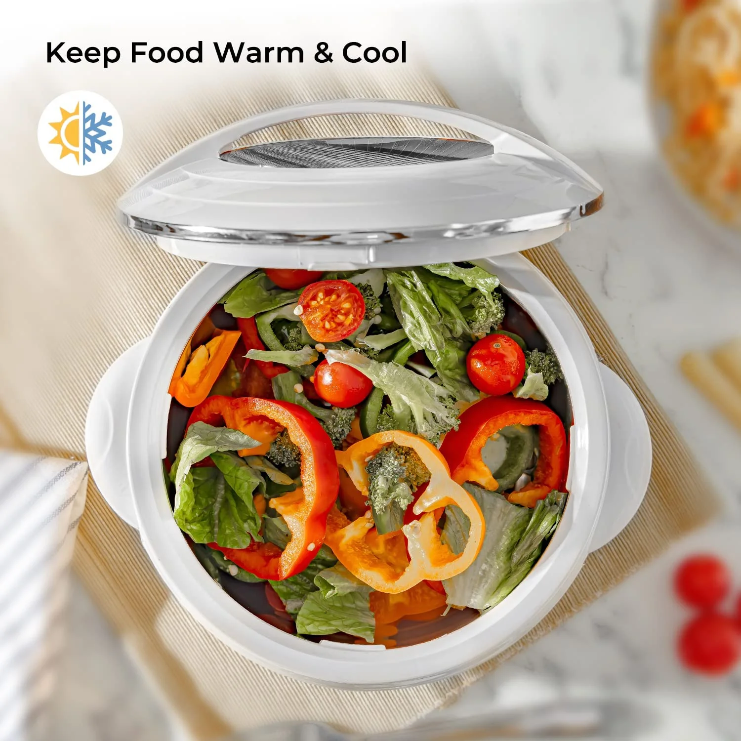 White Insulated Casserole Serving Dish 1.2L - Image 4