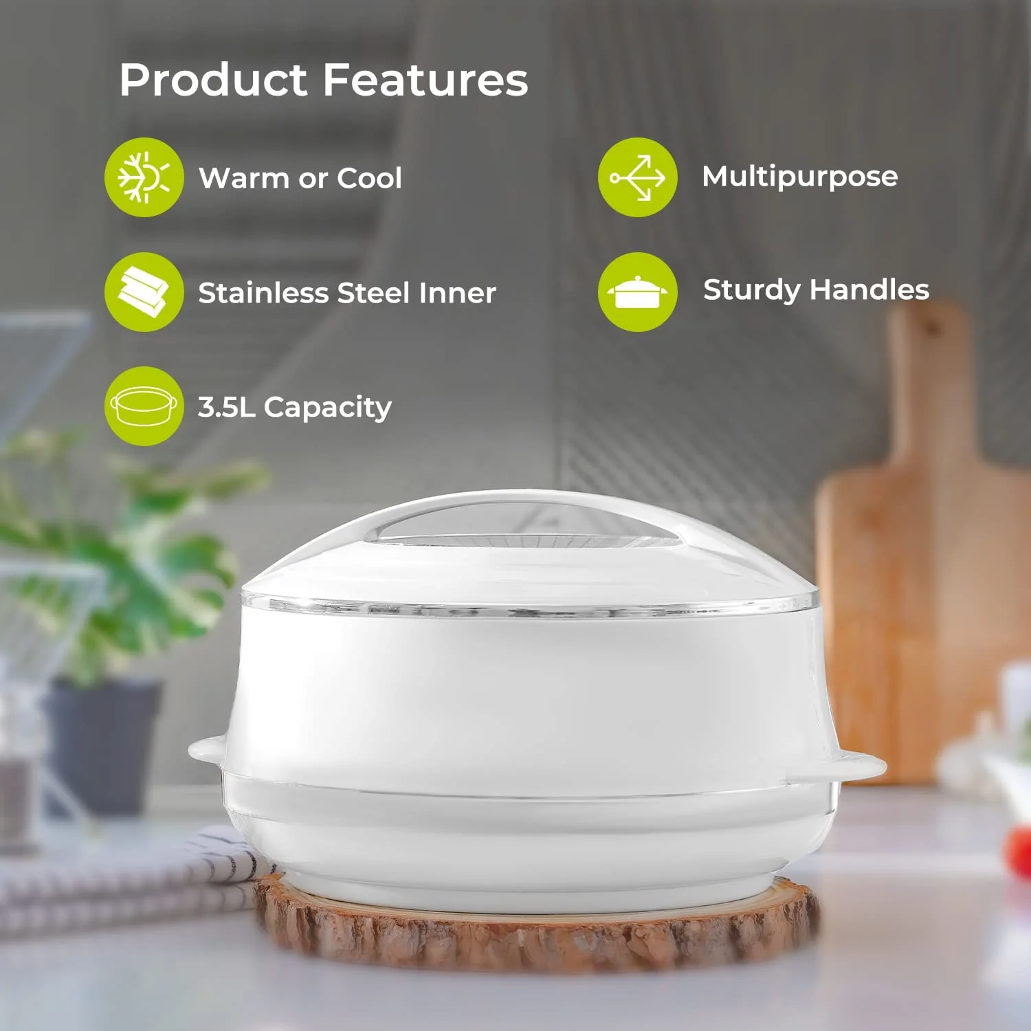 White Insulated Casserole Serving Dish 3.5L - Image 2