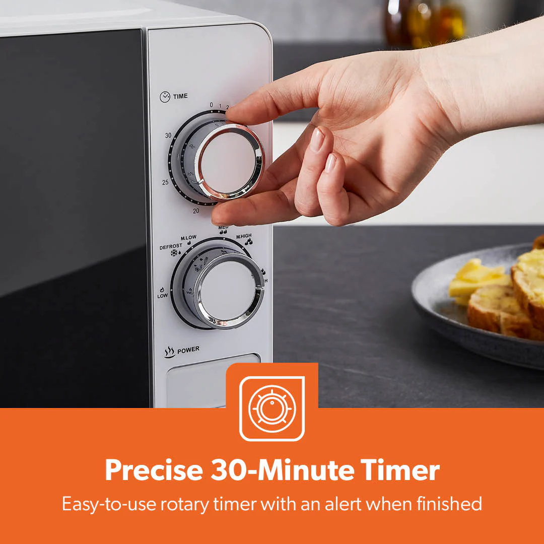 20L White Manual Microwave Oven With 5 Power Levels 700W - Image 7