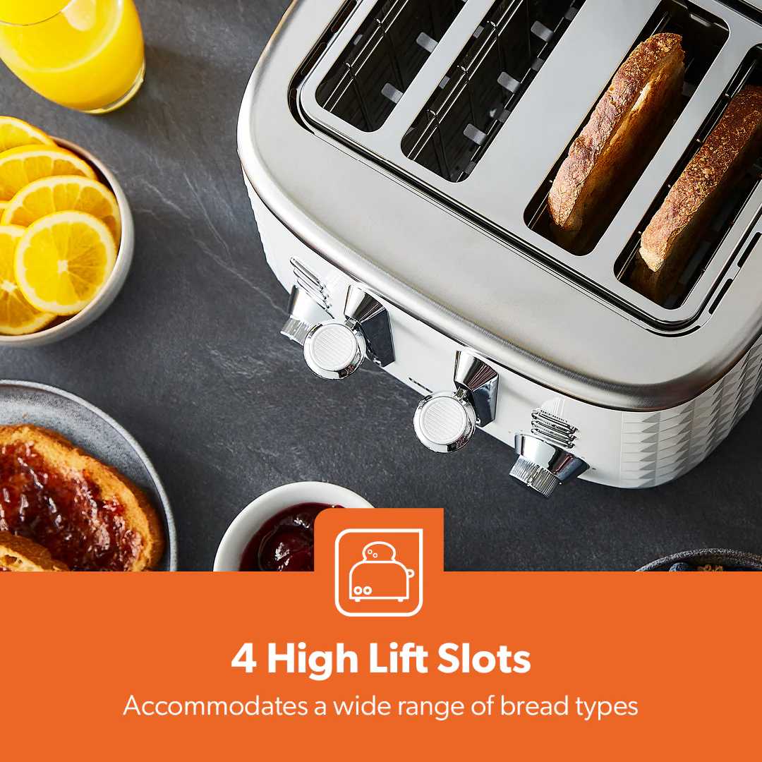 White Four-Slice 'Diamond' Bread Toaster - Image 8